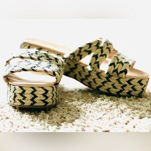 Stylish Black and Tan Women's Woven Sandals